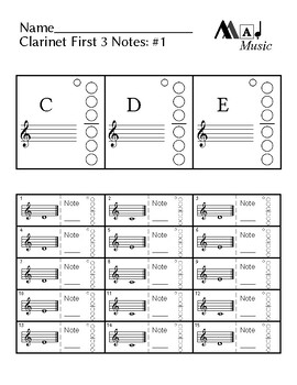 First 3 notes — Clarinet