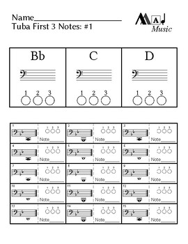 First 3 notes — Tuba