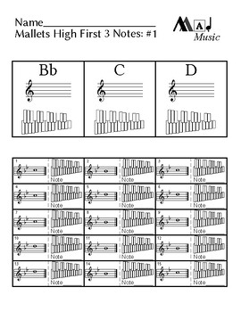 First 3 notes — Mallets / piano (High)