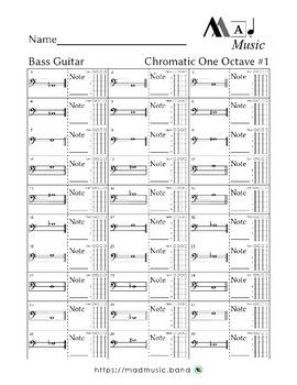 Chromatic scale — Bass guitar