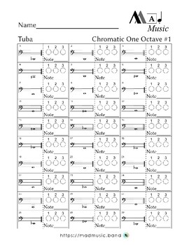 Chromatic scale — Tuba (3-valve)