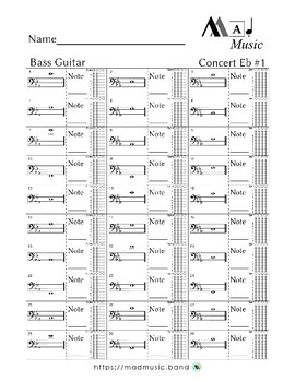 Concert Eb scale — Bass guitar