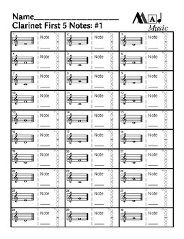 First 5 notes — Clarinet