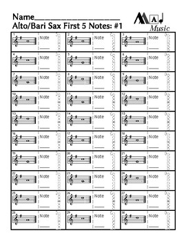 First 5 notes — Alto / bari sax