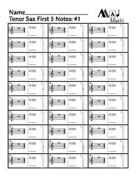 First 5 notes — Tenor sax