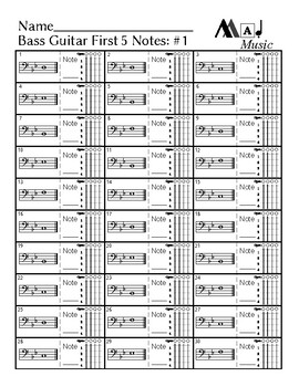 First 5 notes — Bass guitar