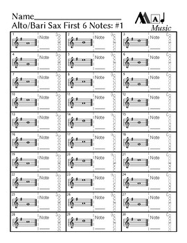 First 6 notes — Alto / bari sax