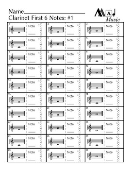 First 6 notes — Clarinet