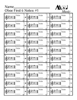 First 6 notes — Oboe