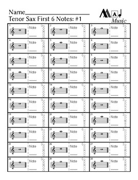 First 6 notes — Tenor sax